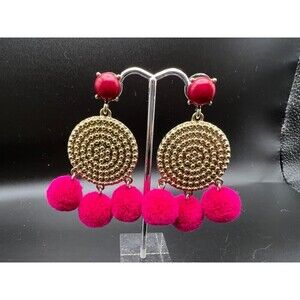 SugarFix Pink Pom Pom Earrings